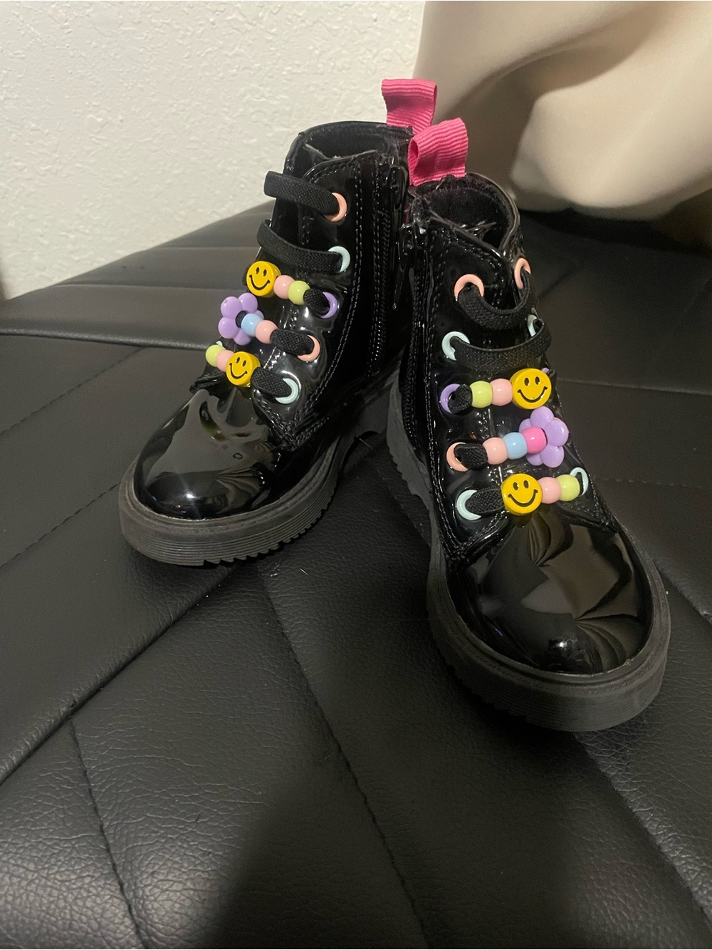 Black  Kids Boots with Colorful Bead Accents by Tucker $ Tate. New.